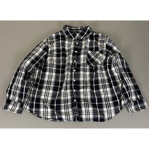 AVA & VIV‎ Blouse Top Women's Plus Size 3X Black White Plaid Button Down Shirt